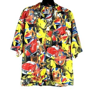 NWT VTG BON HOMME Pin-Up Girl BOWLING Cars SILKY BUTTON-UP Hawaiian Camp Shirt L